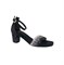 Туфли для девочки, цвет черный/серебристый, с открытым носом - фото 21339
