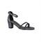 Туфли для девочки, цвет черно-серебристый, с открытым носом - фото 21347
